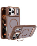 Kickstand Crystal Clear Camera-Protecting Case for iPhone 17 Pro / 18 Pro — Brown
