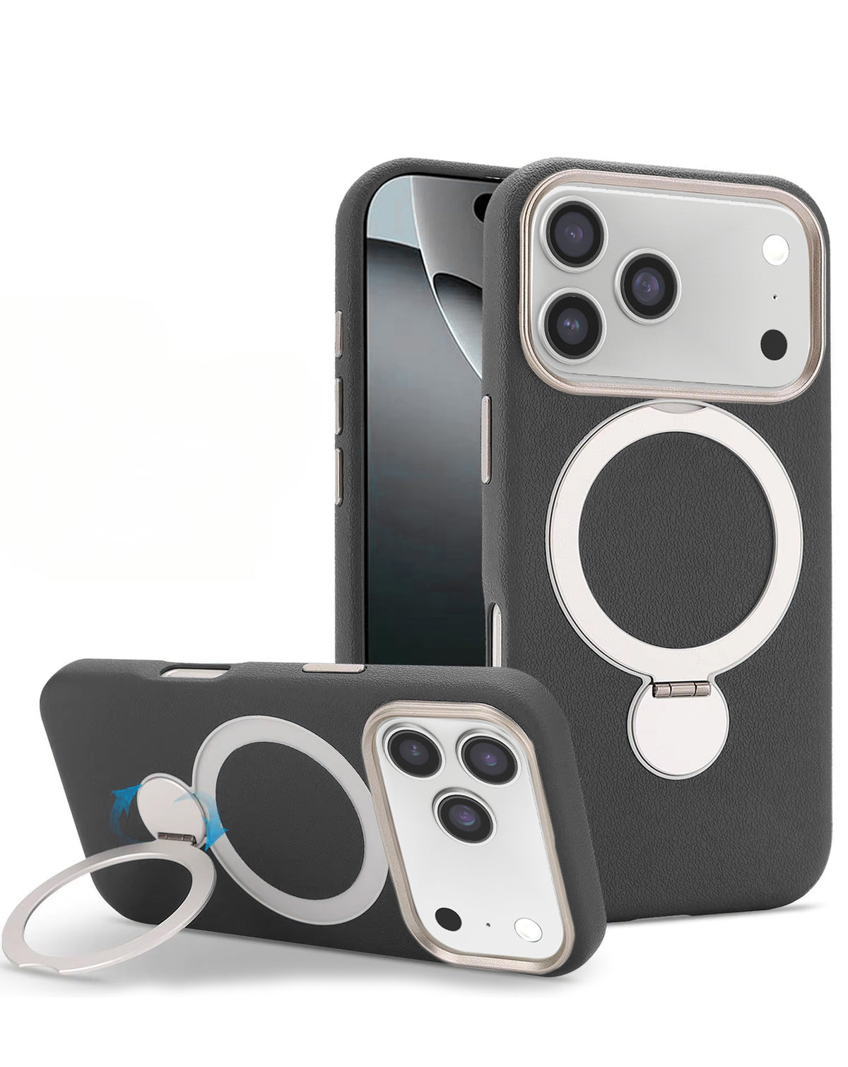 Magnetic Kickstand Soft Silicone Case for iPhone 17 Pro / 18 Pro — Black