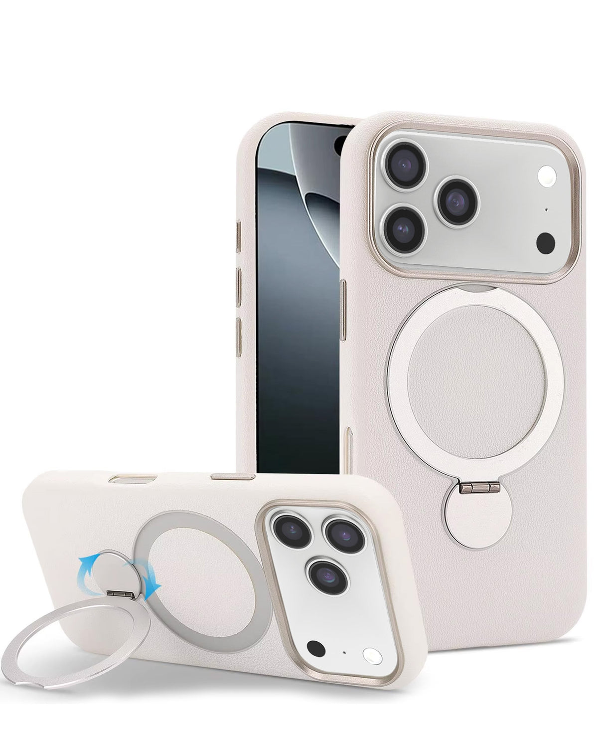 Magnetic Kickstand Soft Silicone Case for iPhone 17 Pro / 18 Pro — White