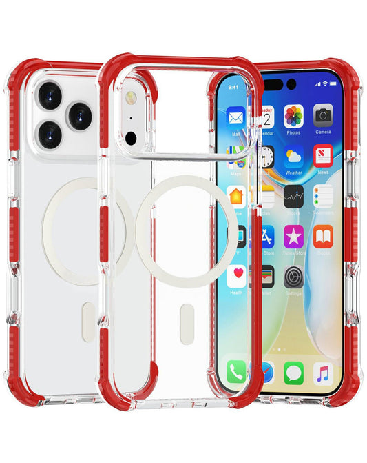 Wireless-Charging Compatible Case for iPhone 17 Pro / 18 Pro — Dark Red