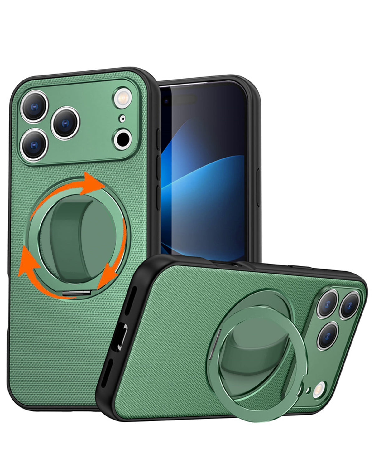 Heavy-Duty Shockproof Kickstand Full-Body Case for iPhone 17 Pro / 18 Pro — Green