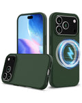 Soft Silicone Wireless-Charging Compatible Case for iPhone 17 Pro / 18 Pro — Green