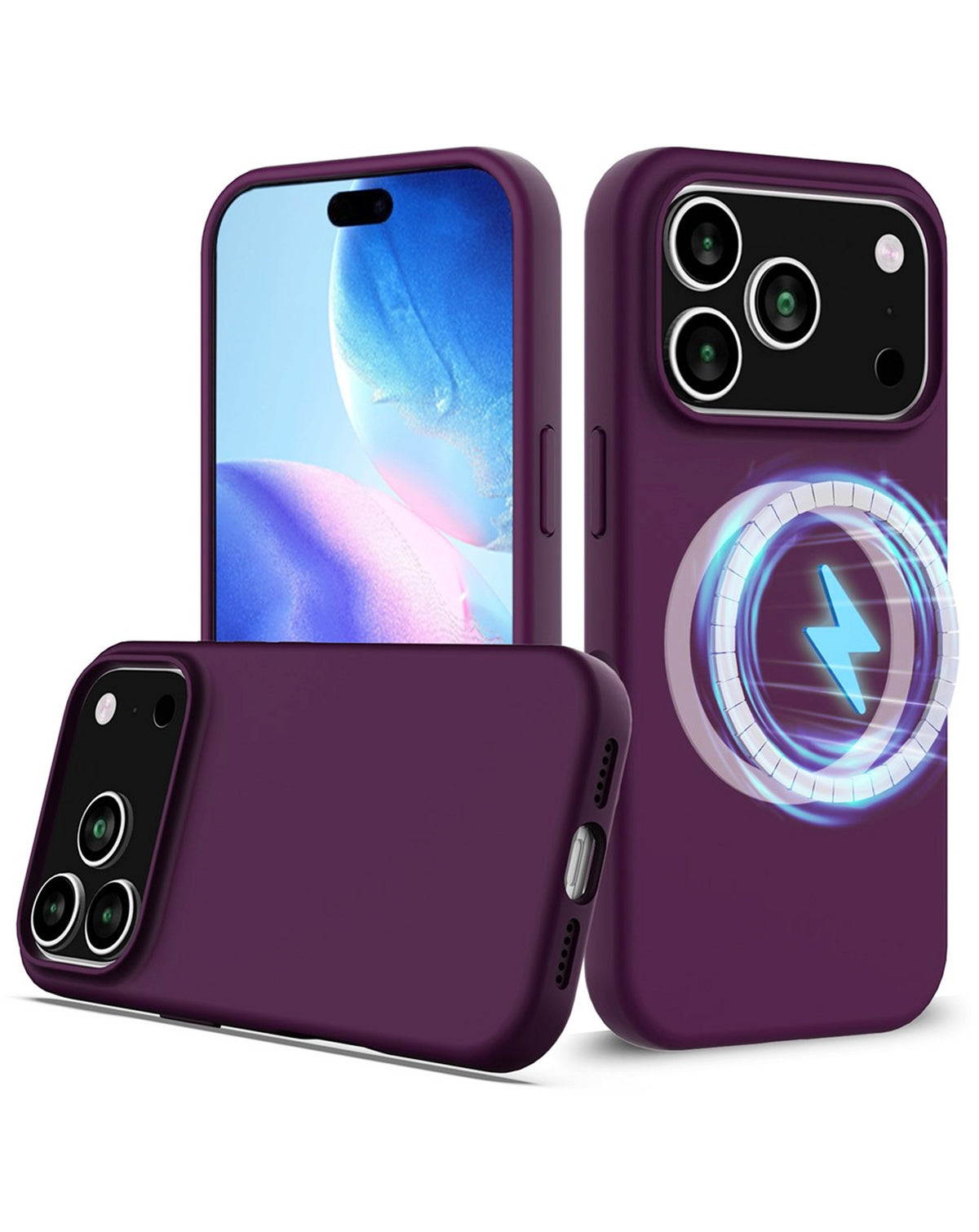 Soft Silicone Wireless-Charging Compatible Case for iPhone 17 Pro / 18 Pro — Purple