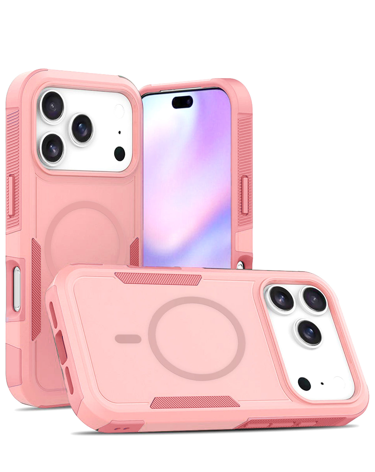 Magnetic Heavy-Duty Shockproof Case for iPhone 17 Pro / 18 Pro — Pink