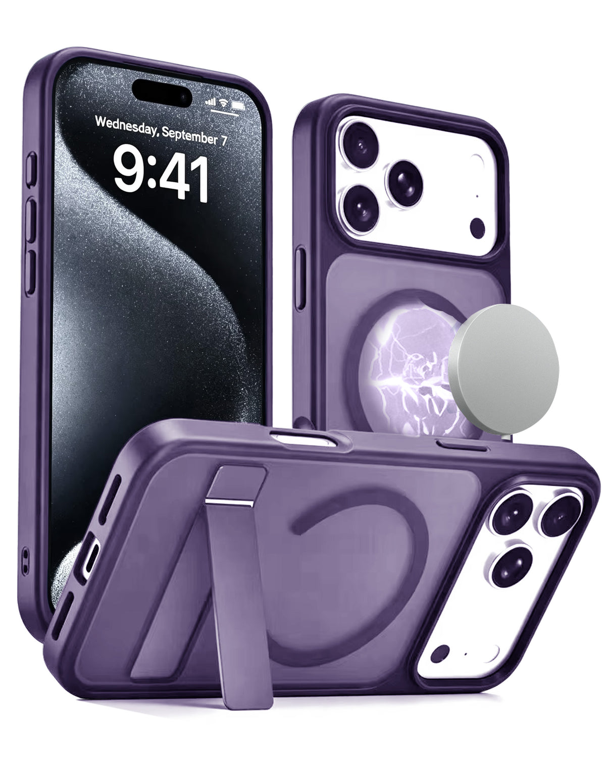 Magnetic Kickstand Case for iPhone 17 Pro Max / 18 Pro Max — Purple