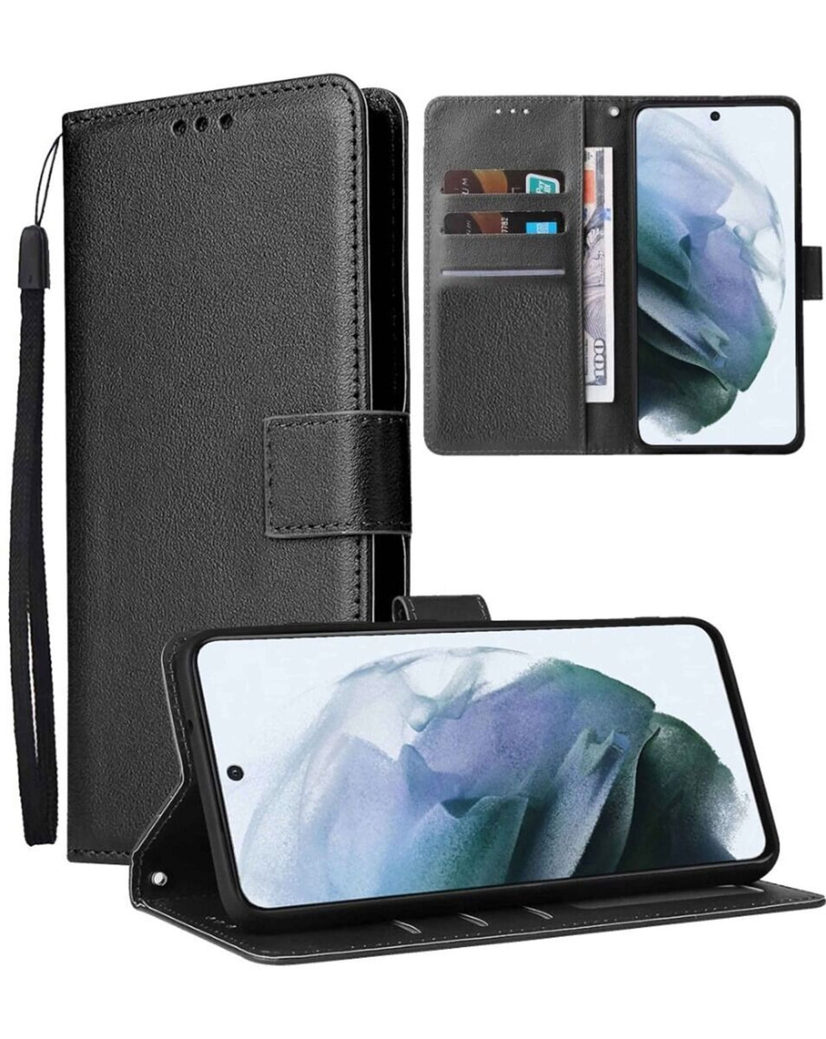 Wallet Leather Case for iPhone 17 Pro Max / 18 Pro Max — Black