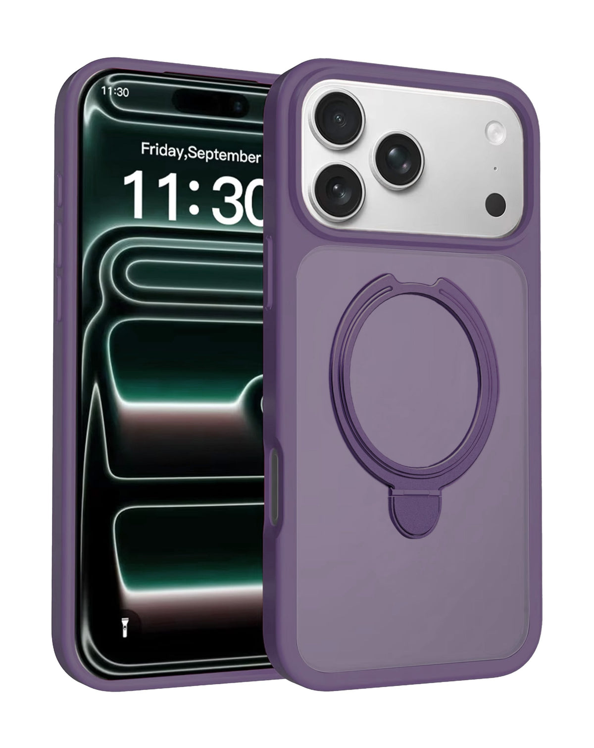 Kickstand Crystal Clear Slim Case for iPhone 17 Pro Max / 18 Pro Max — Purple