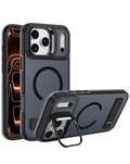 Kickstand Crystal Clear Camera-Protecting Case for iPhone 17 Pro Max / 18 Pro Max — Black