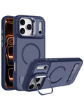Kickstand Crystal Clear Camera-Protecting Case for iPhone 17 Pro Max / 18 Pro Max — Blue