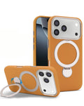 Magnetic Kickstand Soft Silicone Case for iPhone 17 Pro Max / 18 Pro Max — Brown