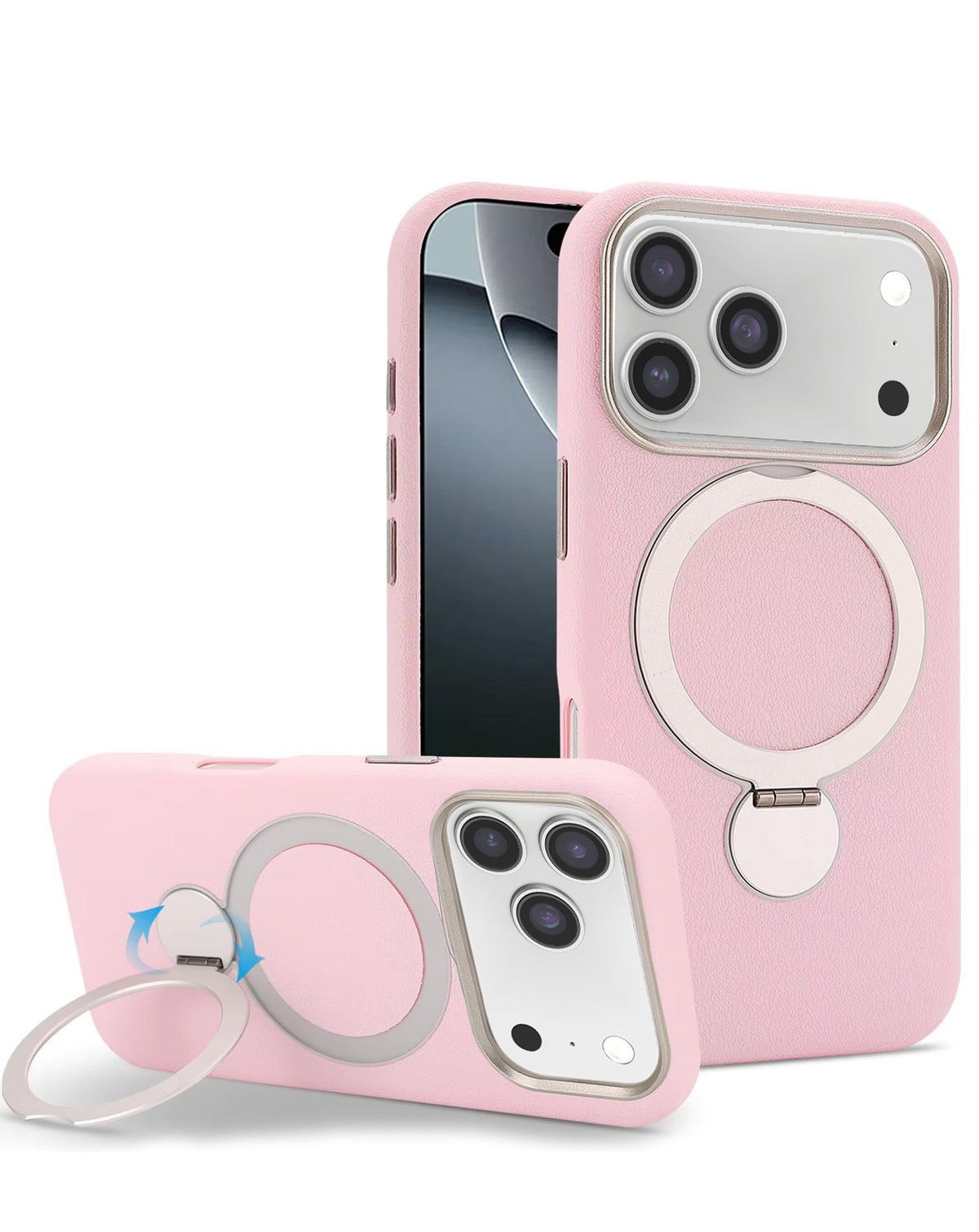 Magnetic Kickstand Soft Silicone Case for iPhone 17 Pro Max / 18 Pro Max — Pink