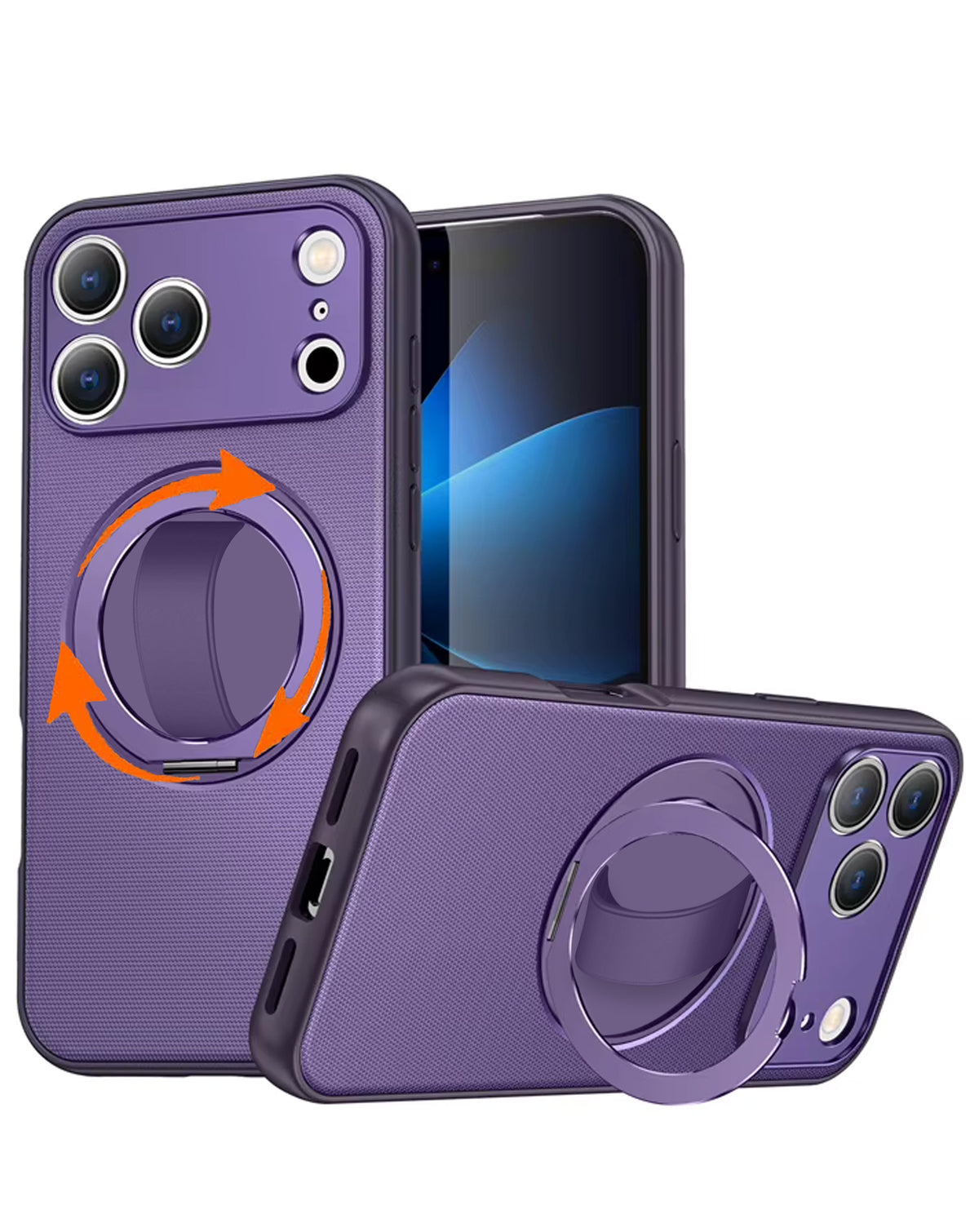 Heavy-Duty Shockproof Kickstand Full-Body Case for iPhone 17 Pro Max / 18 Pro Max — Purple