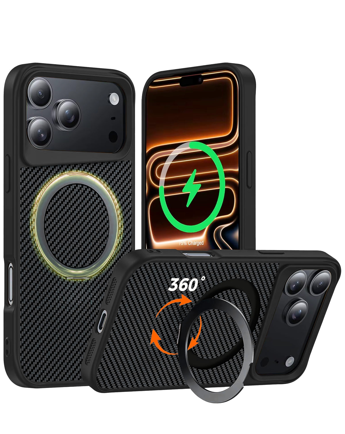 Magnetic Kickstand Full-Body Case for iPhone 17 Pro Max / 18 Pro Max — Black