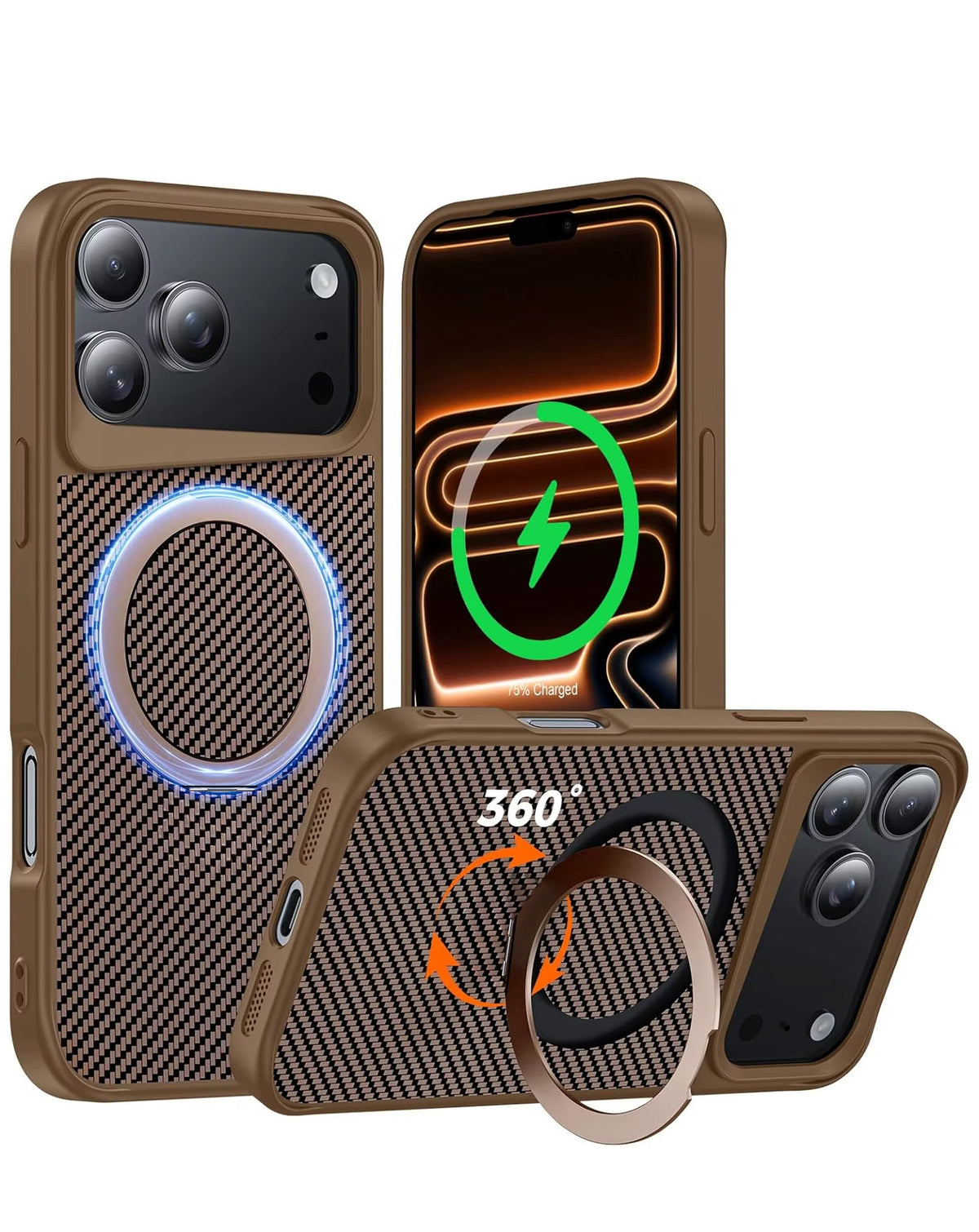 Magnetic Kickstand Full-Body Case for iPhone 17 Pro Max / 18 Pro Max — Gold