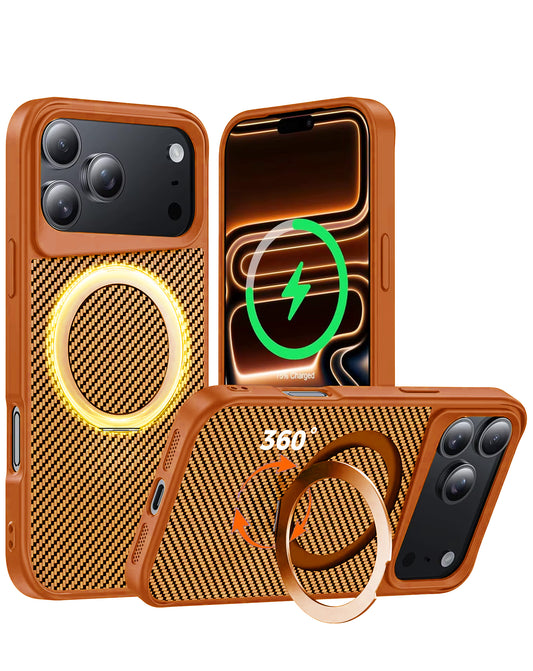 Magnetic Kickstand Full-Body Case for iPhone 17 Pro Max / 18 Pro Max — Orange