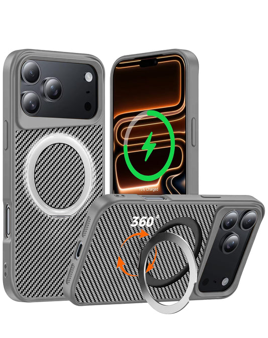 Magnetic Kickstand Full-Body Case for iPhone 17 Pro Max / 18 Pro Max — Silver