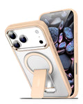 Magnetic Kickstand Crystal Clear Case for iPhone 17 Pro Max / 18 Pro Max — Champagne Gold