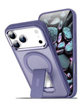 Magnetic Kickstand Crystal Clear Case for iPhone 17 Pro Max / 18 Pro Max — Purple