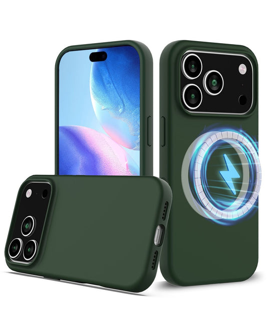 Soft Silicone Wireless-Charging Compatible Case for iPhone 17 Pro Max / 18 Pro Max — Green