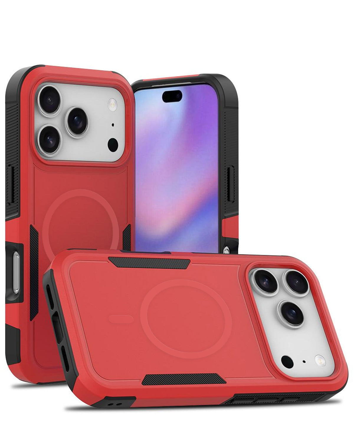 Magnetic Heavy-Duty Shockproof Case for iPhone 17 Pro Max / 18 Pro Max — Red