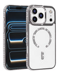 Magnetic Crystal Clear Glitter Case for iPhone 17 Pro Max / 18 Pro Max — Silver
