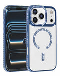 Magnetic Crystal Clear Glitter Case for iPhone 17 Pro / 18 Pro — Navy Blue