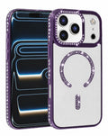 Magnetic Crystal Clear Glitter Case for iPhone 17 Pro Max / 18 Pro Max — Purple