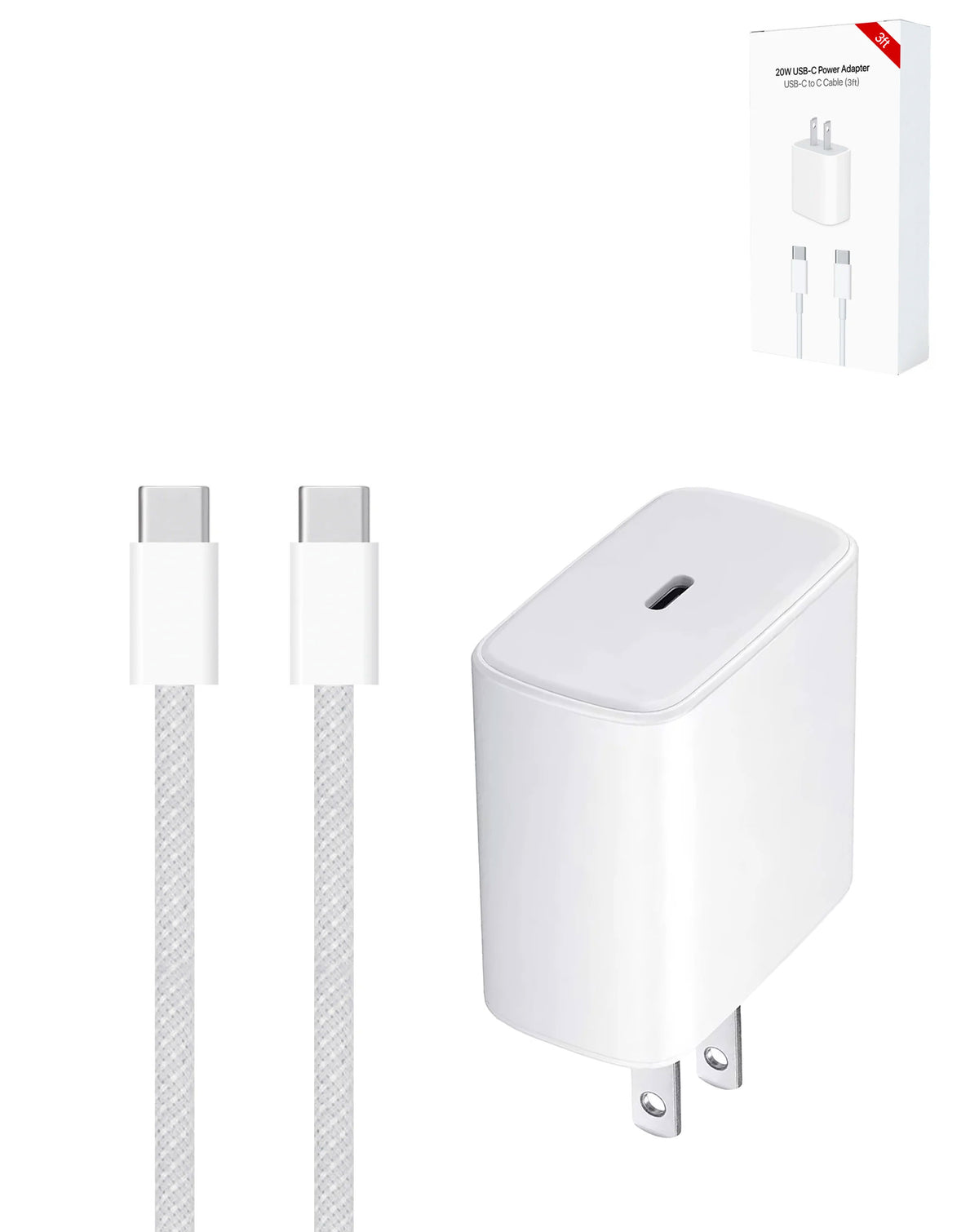27W USB-C to USB-C Charging Cable with 20W USB-C Power Adapter for iPhone 15 Series