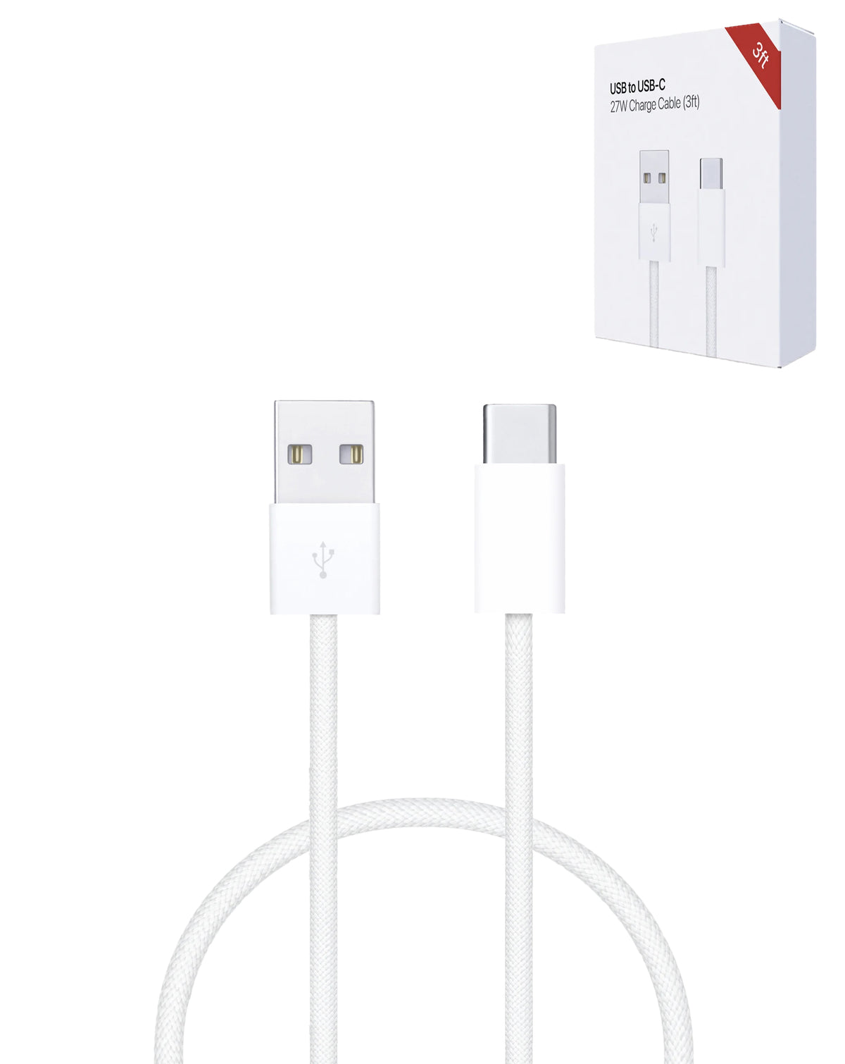 USB-A to USB-C Fast Charging Data Cable — 3ft, 27W