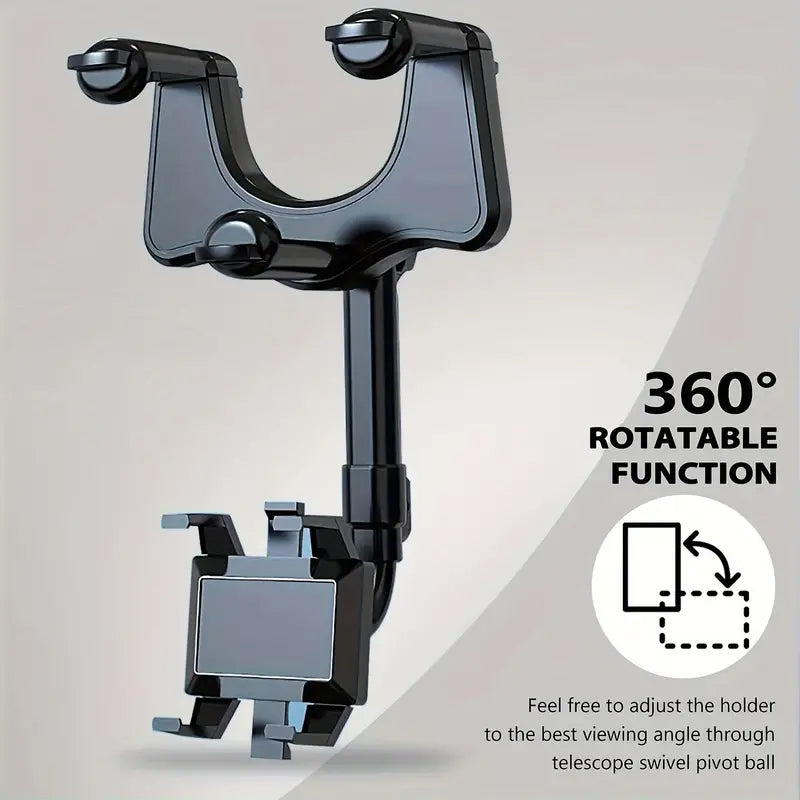 Rearview Mirror Smartphone Clip Mount - Black
