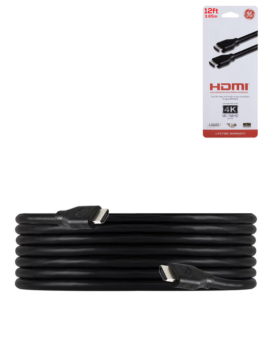 GE HDMI Cable Hd 1080p — Black, 12ft