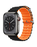 Soft Silicone Band for Apple Watch 38 / 40 / 41mm — Black & Orange