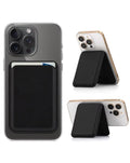 Magnetic Leather Phone Wallet Stand with IC Chip — Black