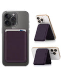 Magnetic Leather Phone Wallet Stand with IC Chip — Purple