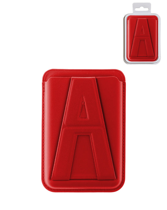 A Design Leather Magnetic Card Wallet Holder with Stand - Red