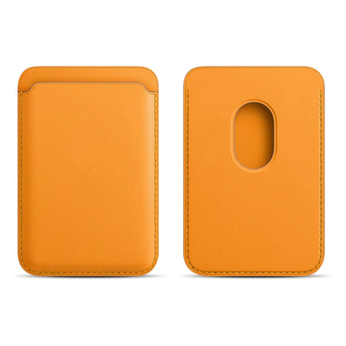 Leather Magnetic Card Wallet Holder - Orange