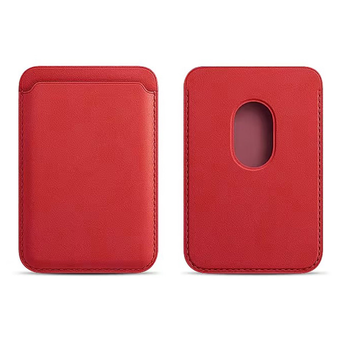 Leather Magnetic Card Wallet Holder - Red