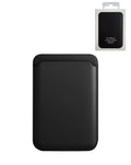 Leather Magnetic Card Wallet Holder - Black