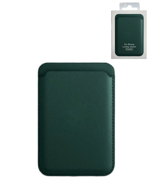 Leather Magnetic Card Wallet Holder - Green