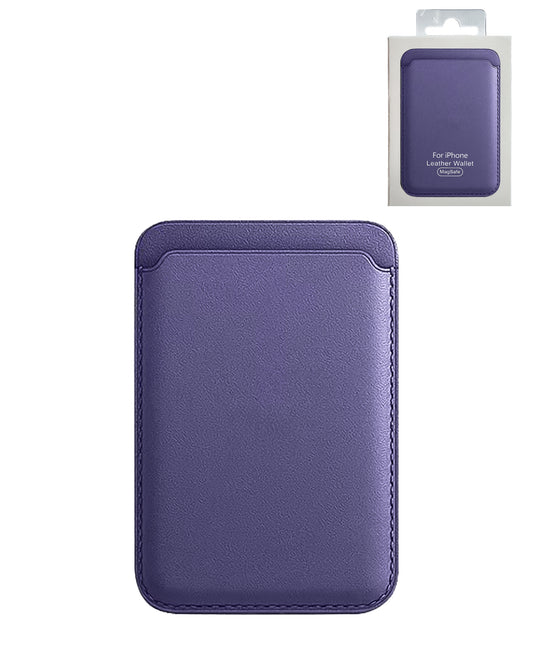 Leather Magnetic Card Wallet Holder - Lilac