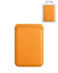 Leather Magnetic Card Wallet Holder - Orange