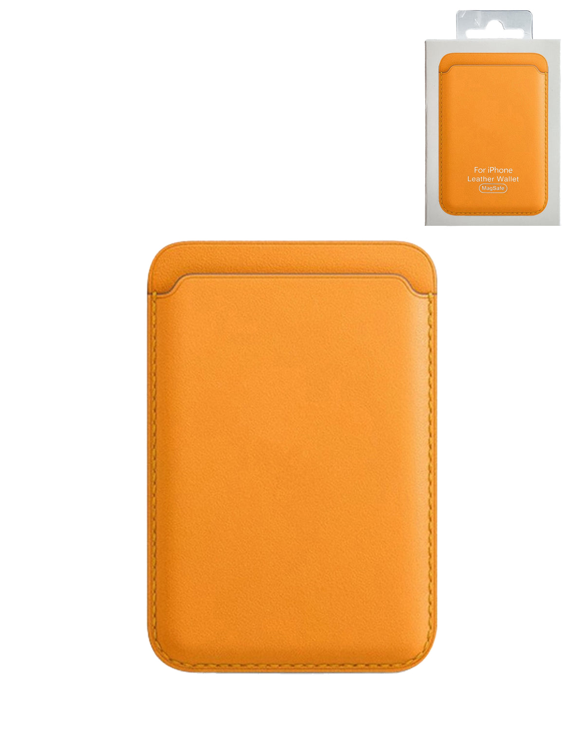 Leather Magnetic Card Wallet Holder - Orange