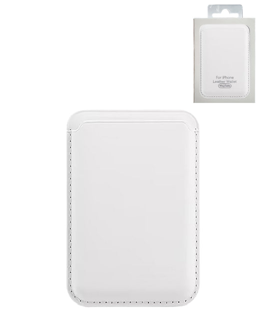Leather Magnetic Card Wallet Holder - White