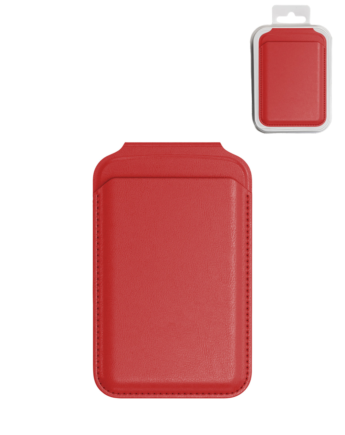 Leather Magnetic Card Wallet Holder with Stand - Red