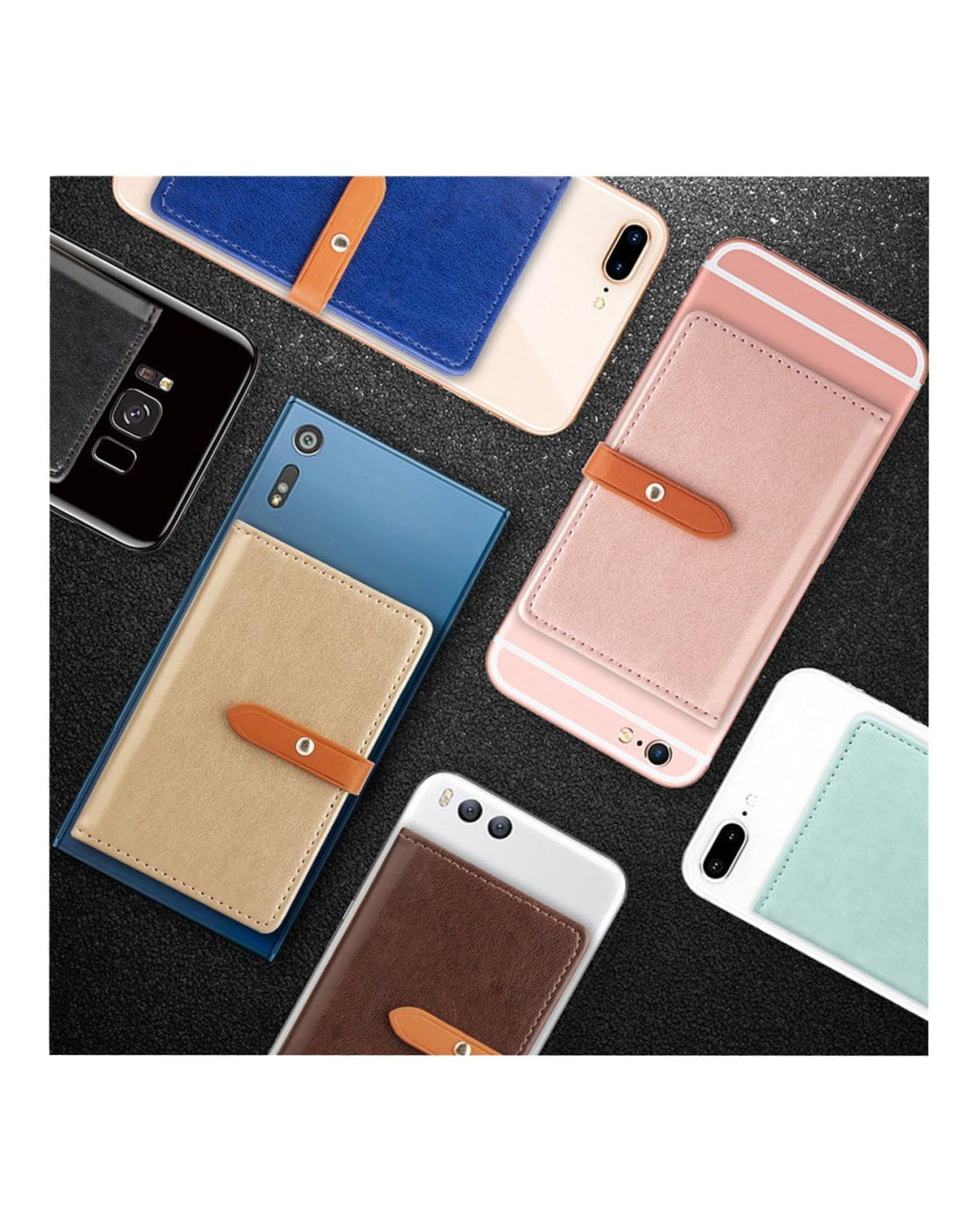 Universal Back Phone Leather Wallet Cash ID Credit Card Slot — Purple