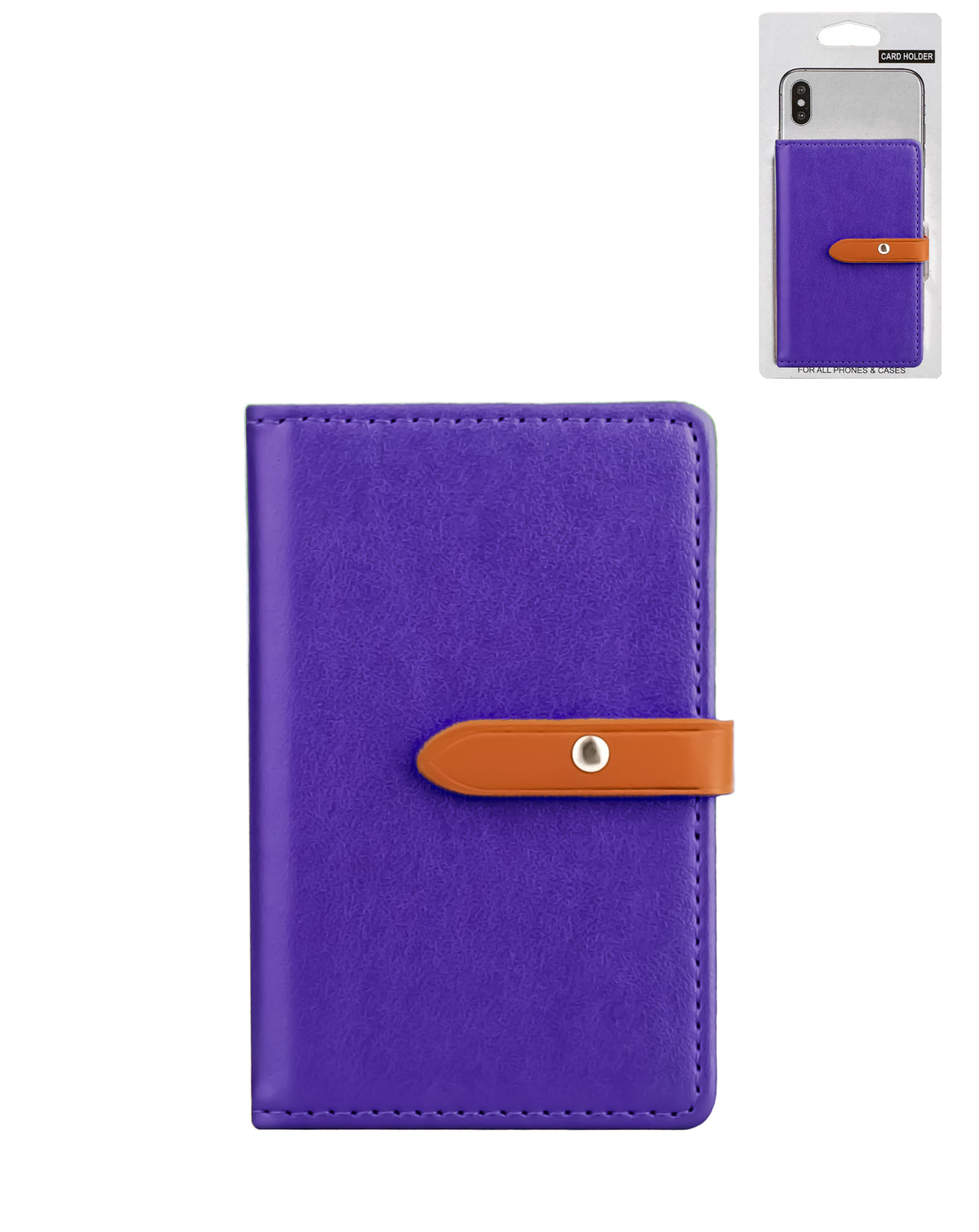 Universal Back Phone Leather Wallet Cash ID Credit Card Slot — Purple