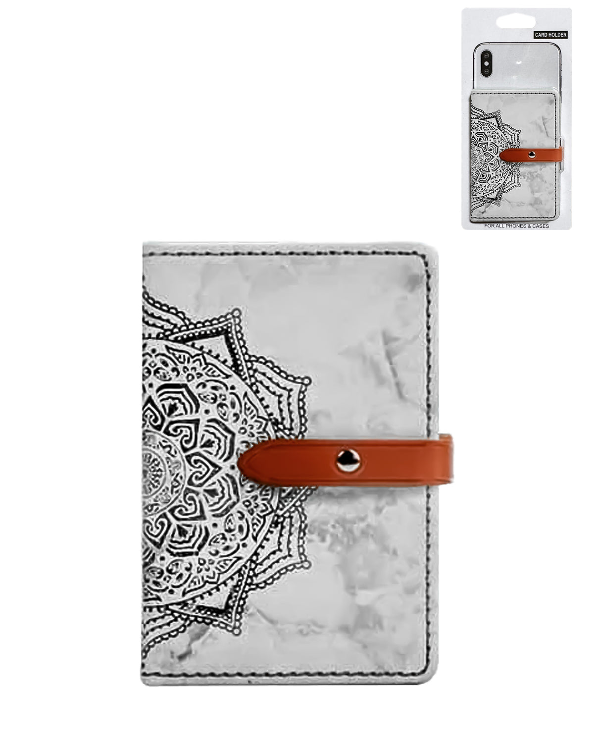 Universal Back Phone Datura Flower Leather Card Slot — Gray