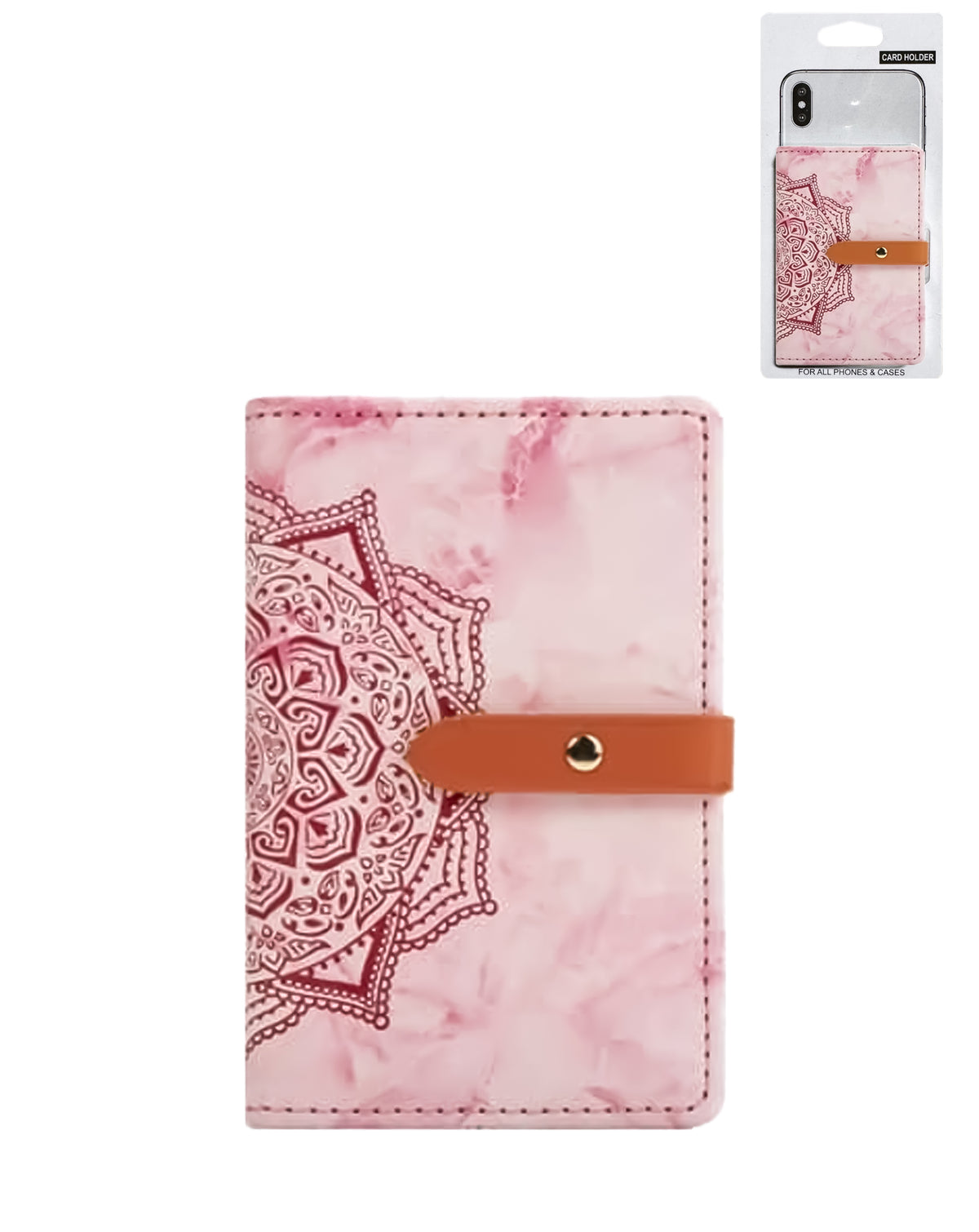 Universal Back Phone Datura Flower Leather Card Slot — Pink