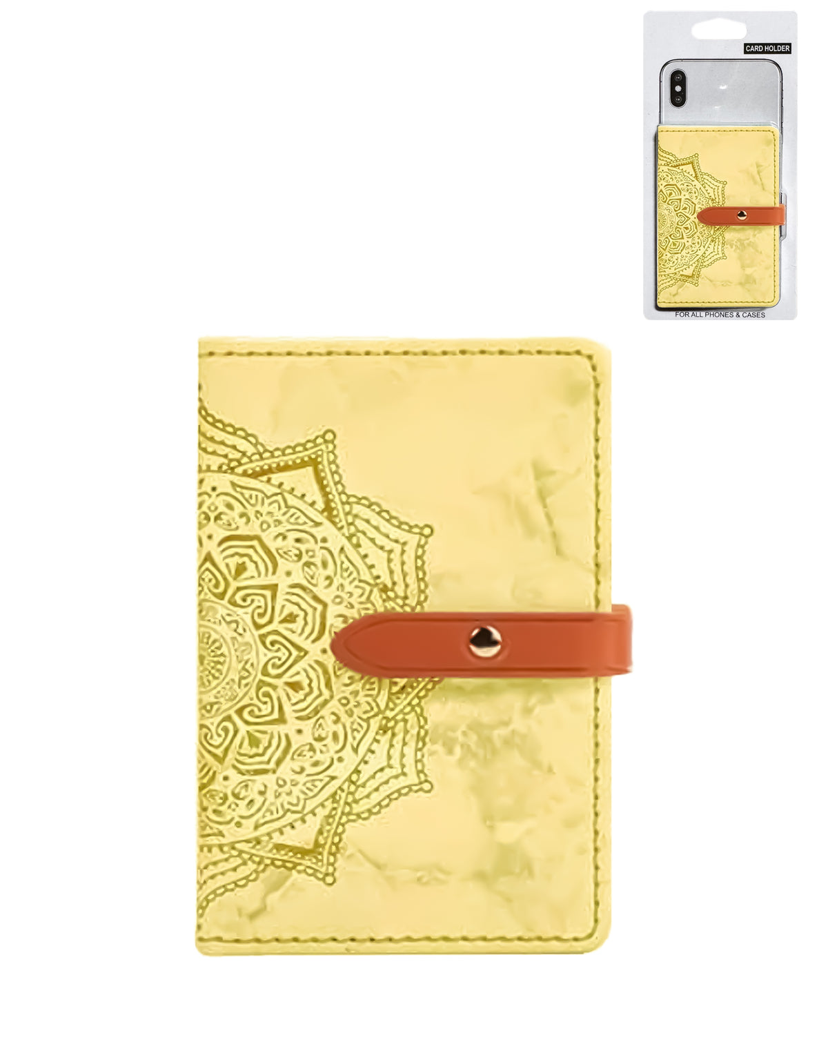 Universal Back Phone Datura Flower Leather Card Slot — Yellow