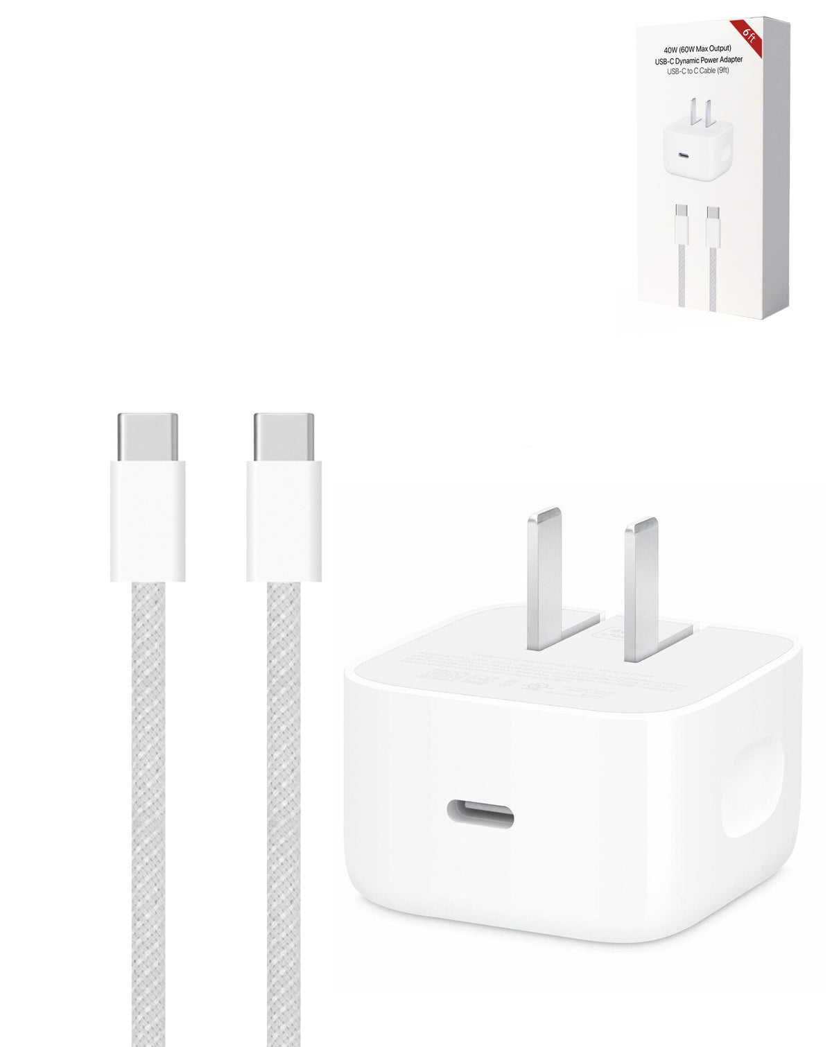40W USB-C Dynamic Power Adapter USB-C to USB-C Cable — 6ft